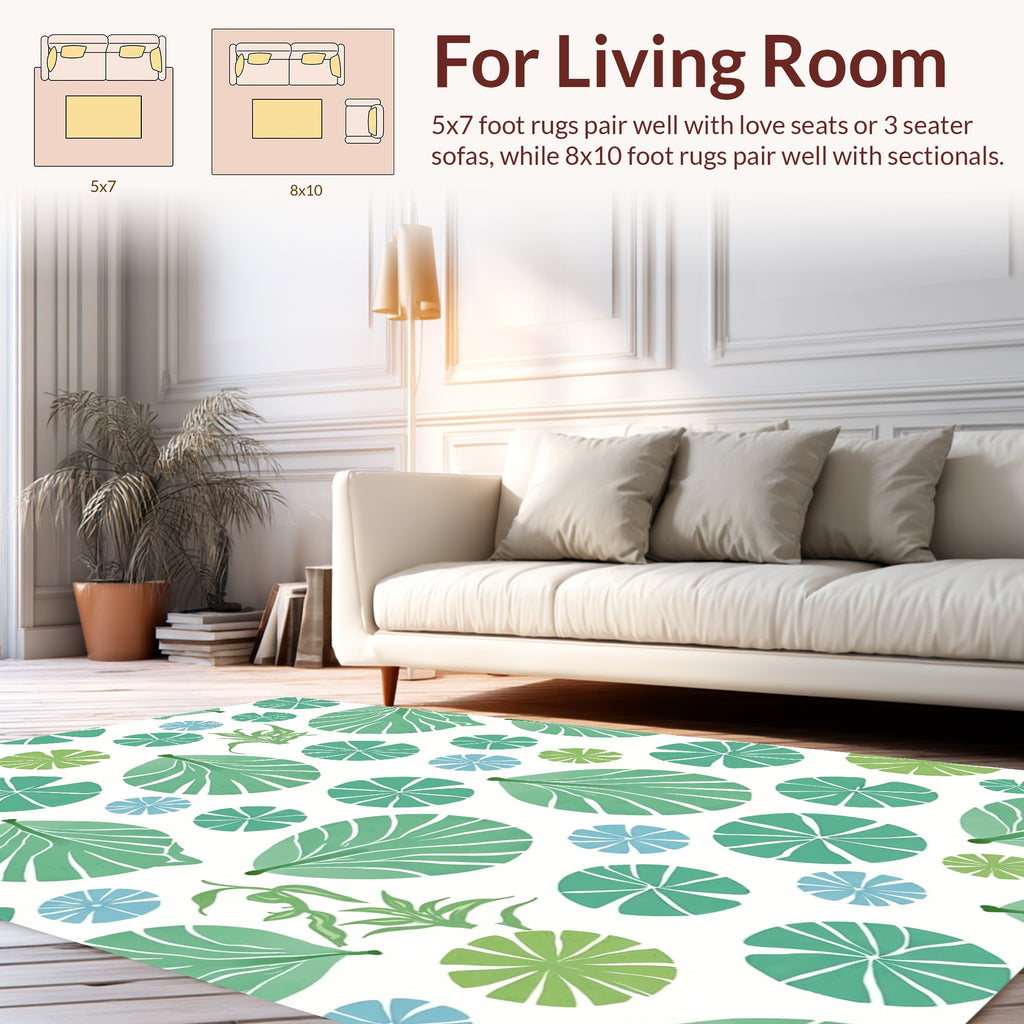 Green Leafy Pond Pattern Rug