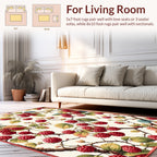Raspberry Branch Floral Art Rug