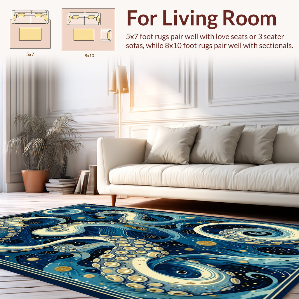 Whimsical Octopus Celestial Pattern Rug