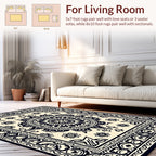 Monochromatic Paisley Floral Design Rug