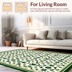 Ornate Green Floral Pattern Rug