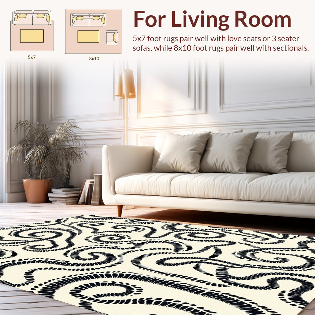 Swirling Linear Dot Pattern Rug