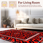 Bold Red Black Abstract Pattern Rug