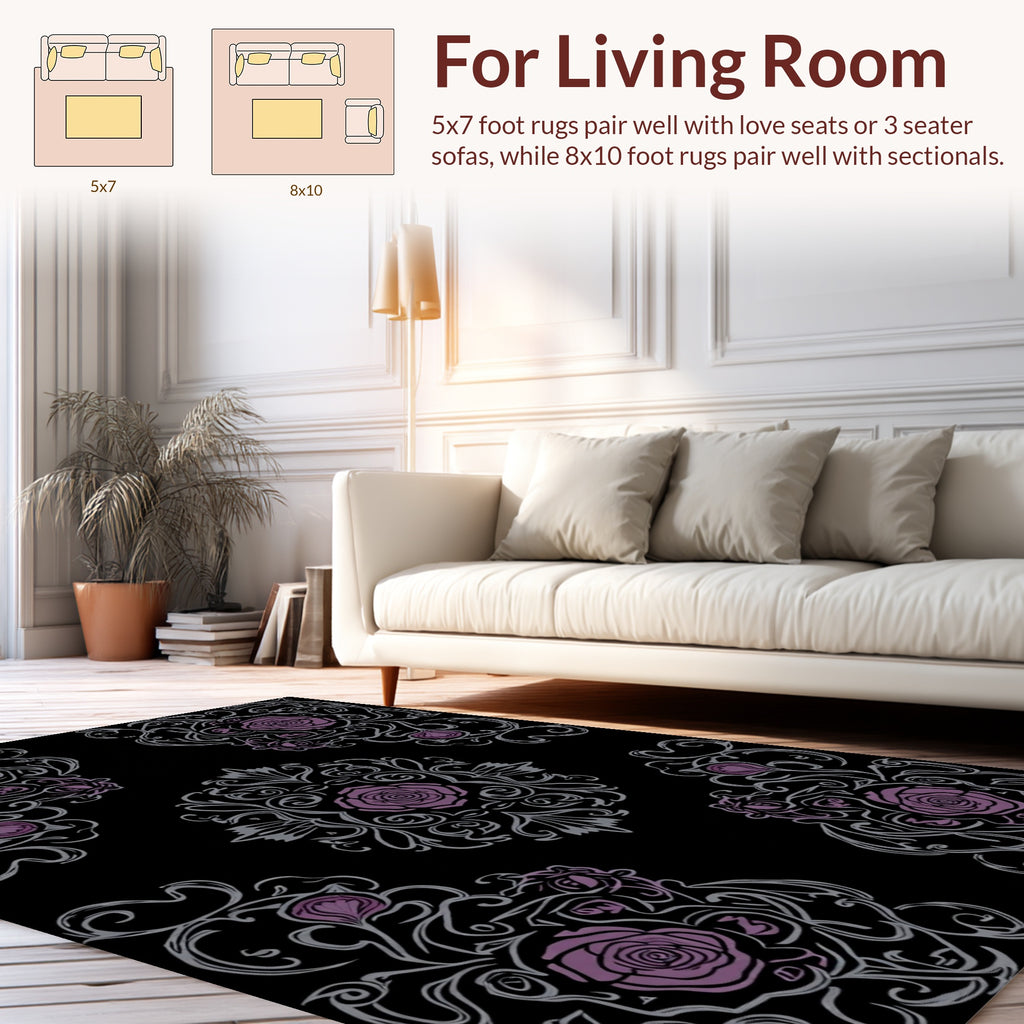 Art Nouveau Rose Vine Swirls Rug