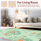 Whimsical Foxy Faces Green Floral Rug