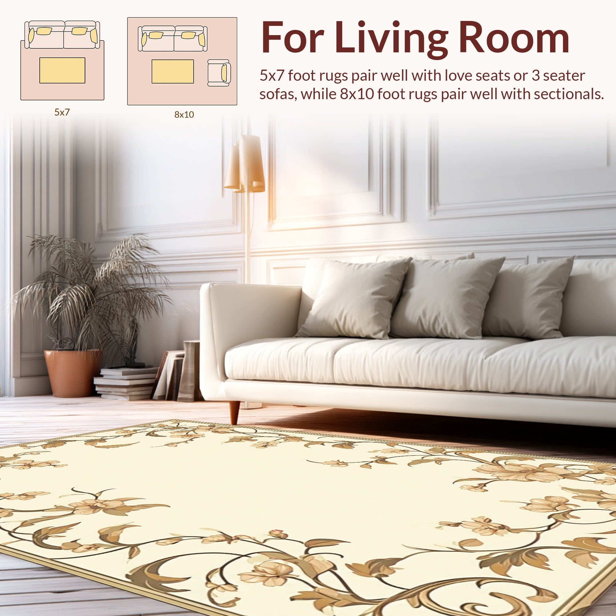 Floral Vine With Elegant Botanical Motif Rug