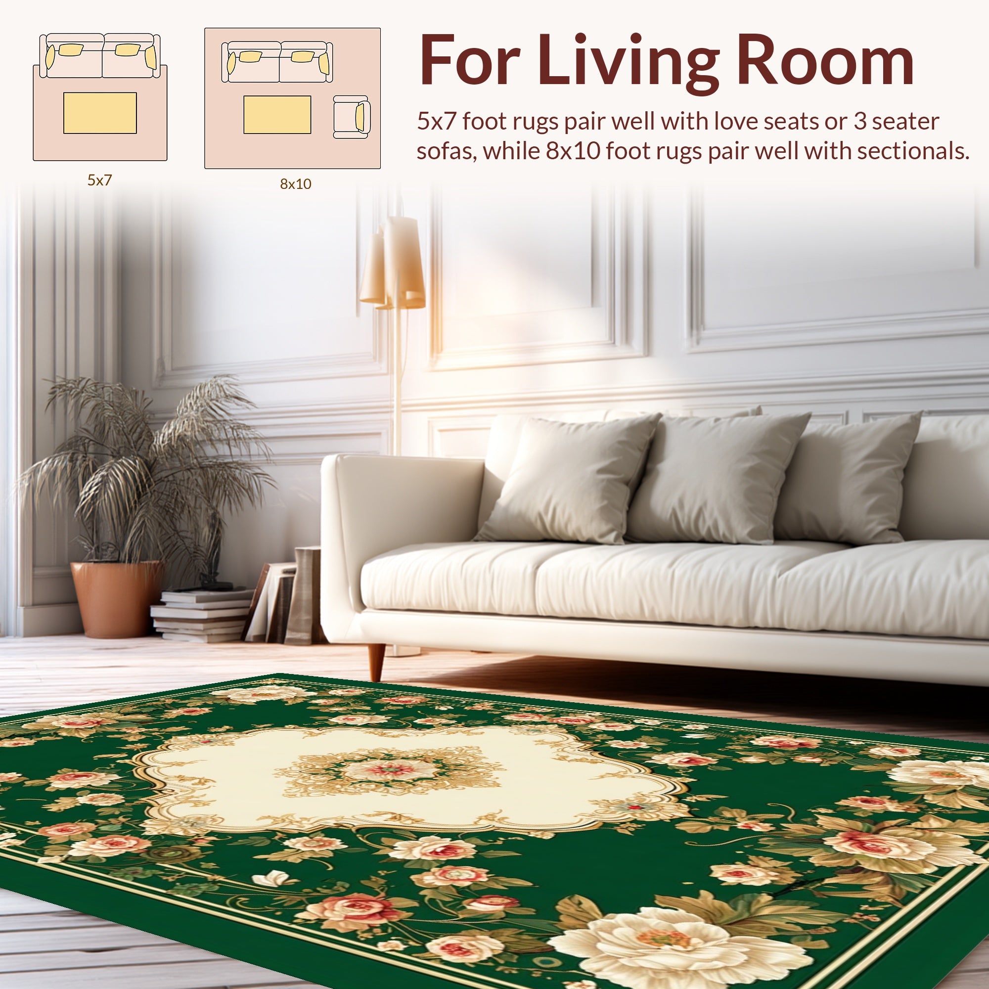 Floral Scrollwork Motif Rug
