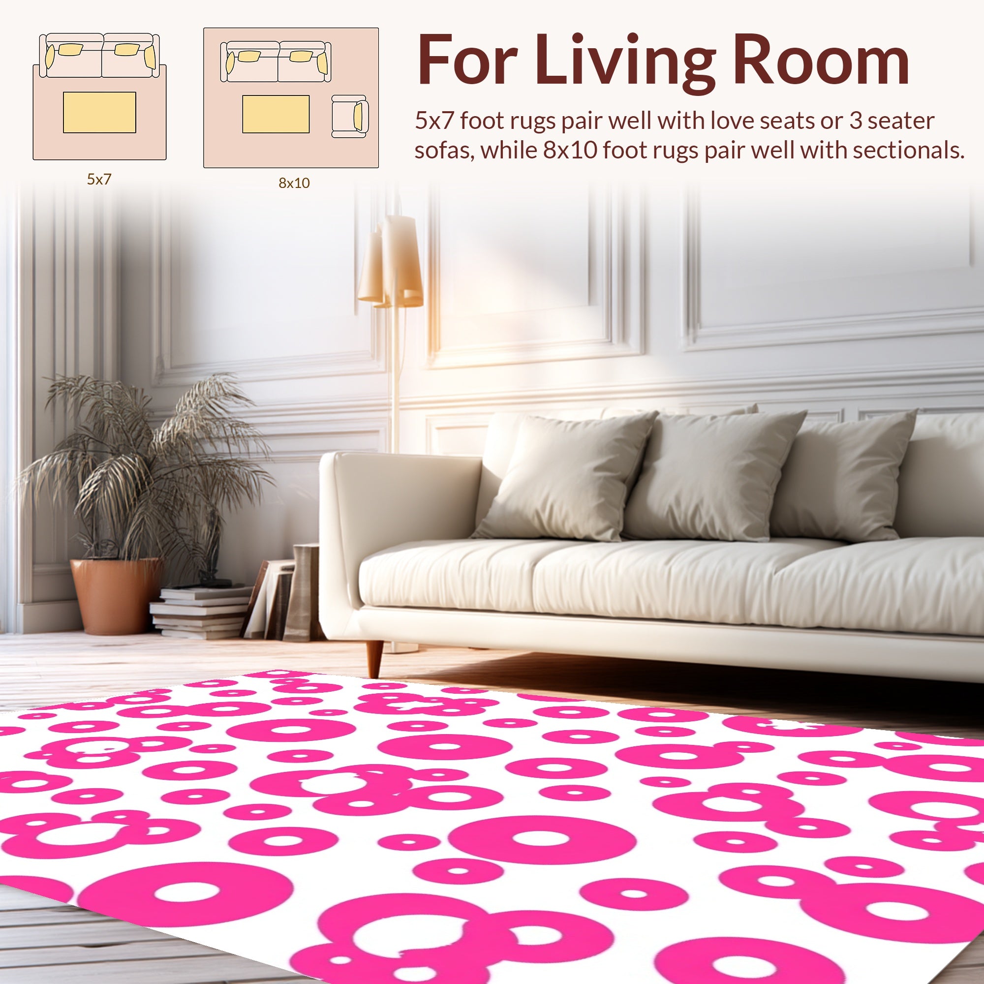 Pink Circle Scattered Playful Pattern Rug