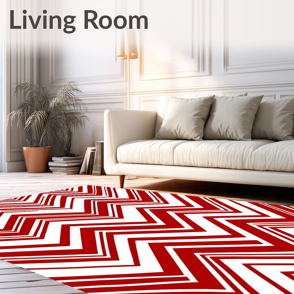 Bold Red Zigzag Stripe Rug