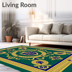 Regal Blue Gold Crest Frame Rug