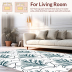 Elegant Teal Leafy Branch Pattern Rug