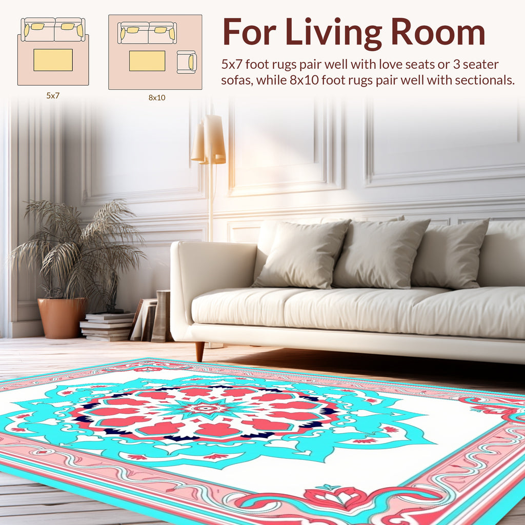 Bold Geometric Mandala Medallion Design Rug