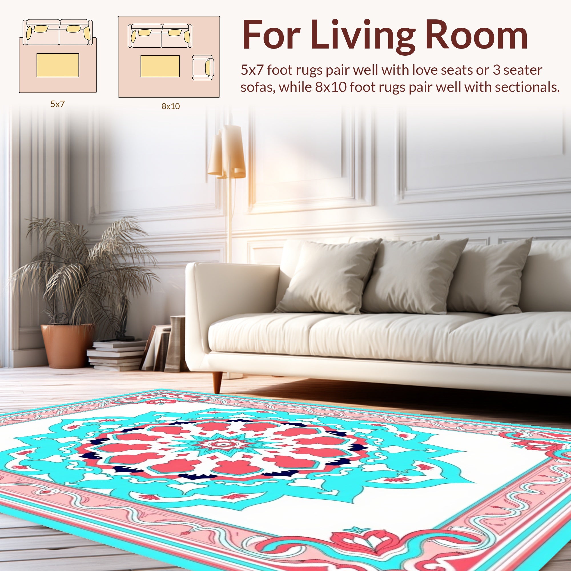 Bold Geometric Mandala Medallion Design Rug