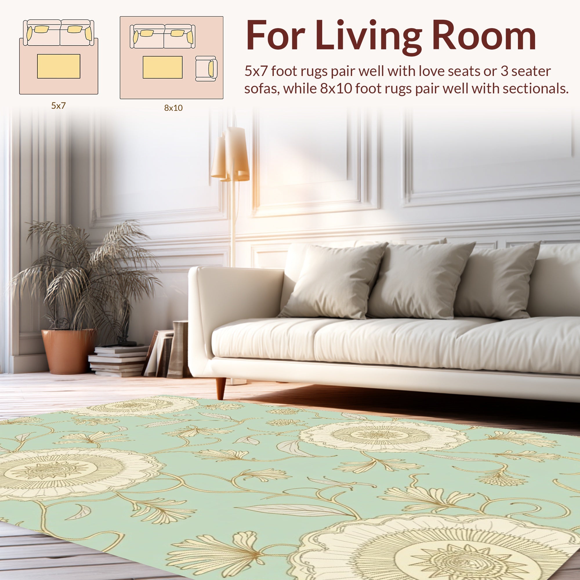 Soft Floral Vine Design Rug