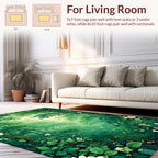Vivid Green Forest With White Flowers Rug