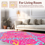 Vibrant Pink Turquoise Floral Medallion Pattern Rug