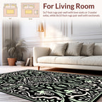 Black Light Green Floral Pattern Rug