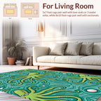 Whimsical Green Octopus Pattern Rug