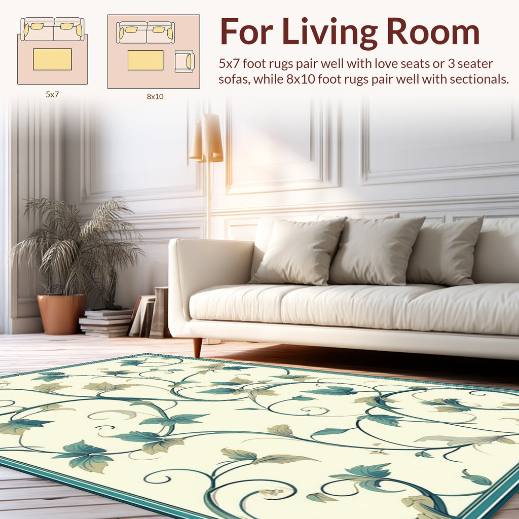 Vintage Floral Vine Scroll Pattern Rug