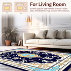 Navy Swirl Floral Symmetry Design Rug