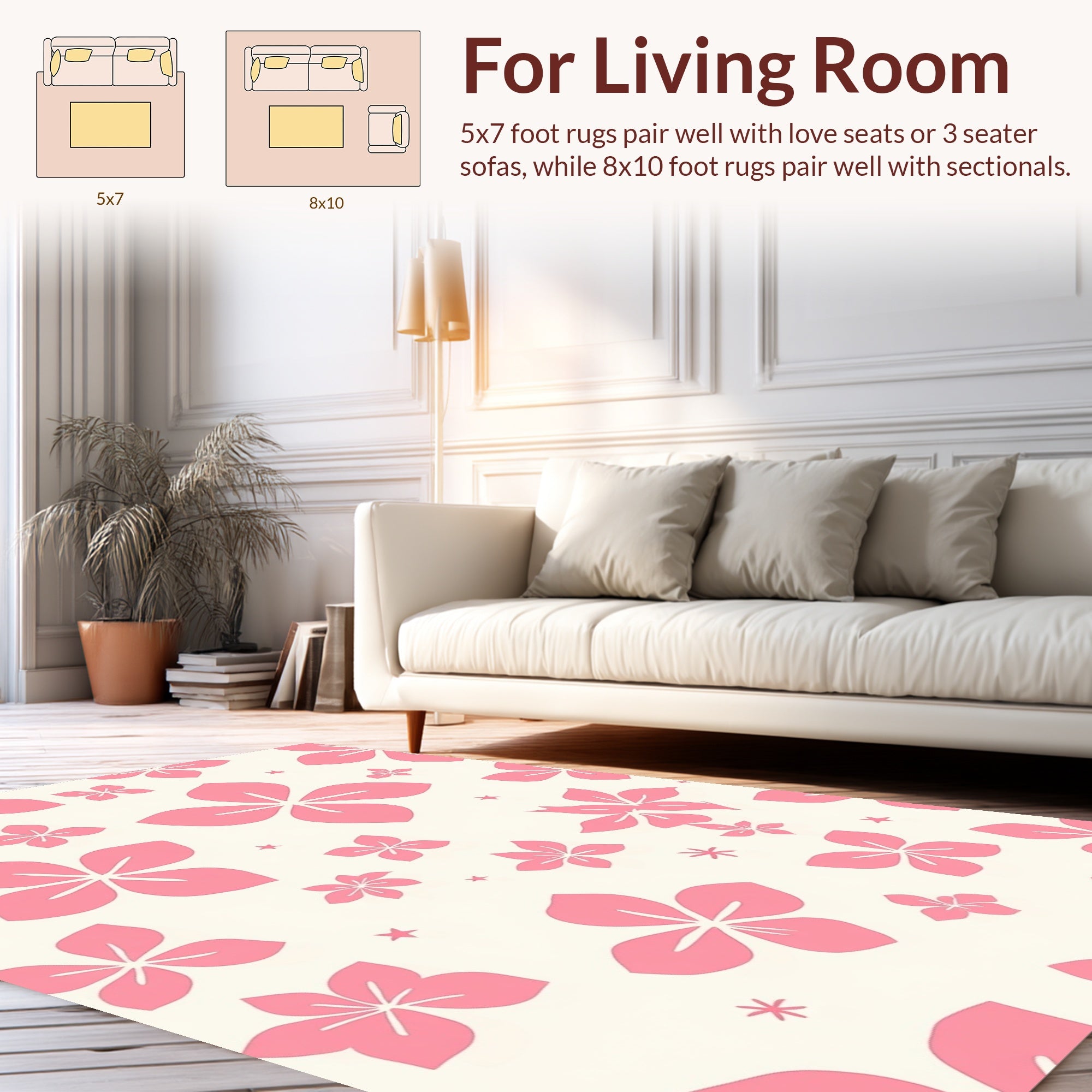 Pink Floral Pattern Rug