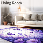 Purple Butterfly Floral Whimsy Rug