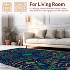 Deep Blue Emerald Swirl Pattern Rug