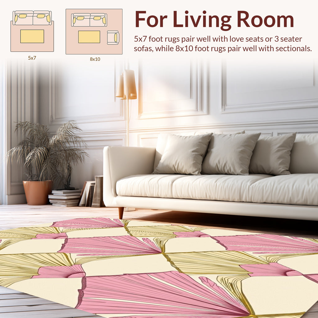 Art Deco Fan Patterned Light Rug
