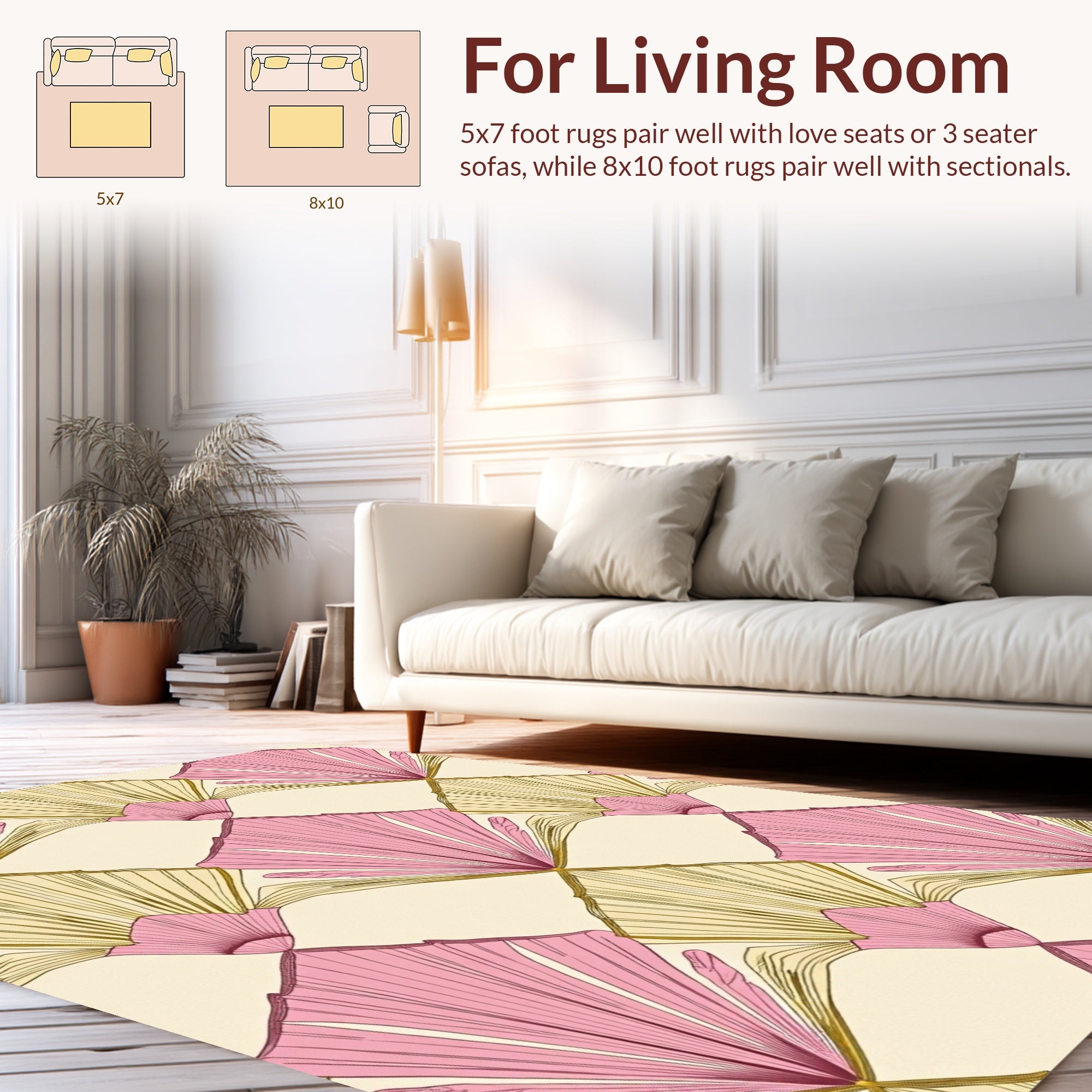 Art Deco Fan Patterned Light Rug