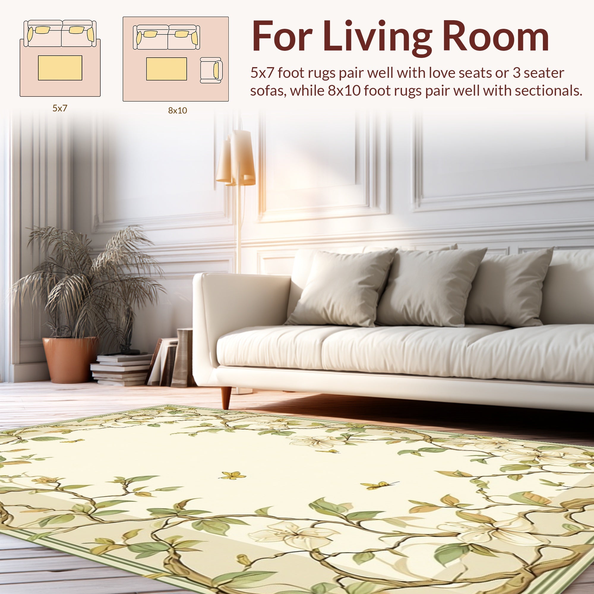 Floral Vines With Butterflies Design Rug
