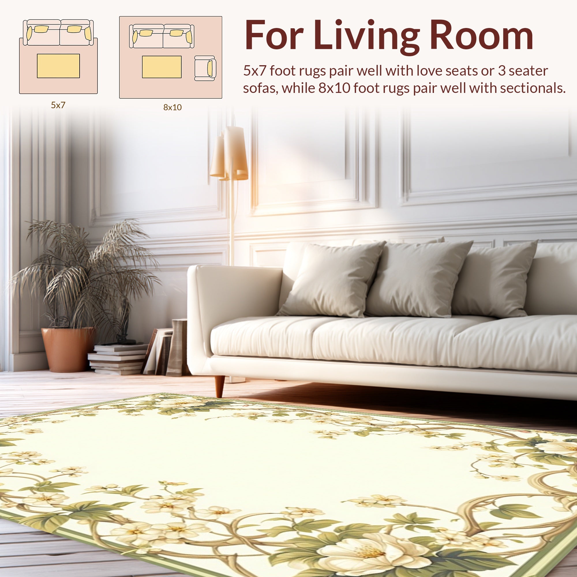 Botanical Vine Floral Arrangement Rug