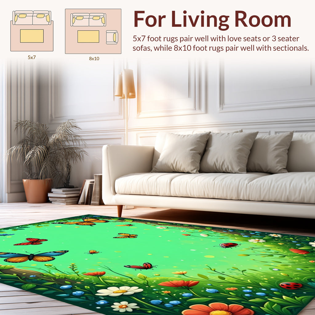 Whimsical Butterfly Garden Pattern Rug