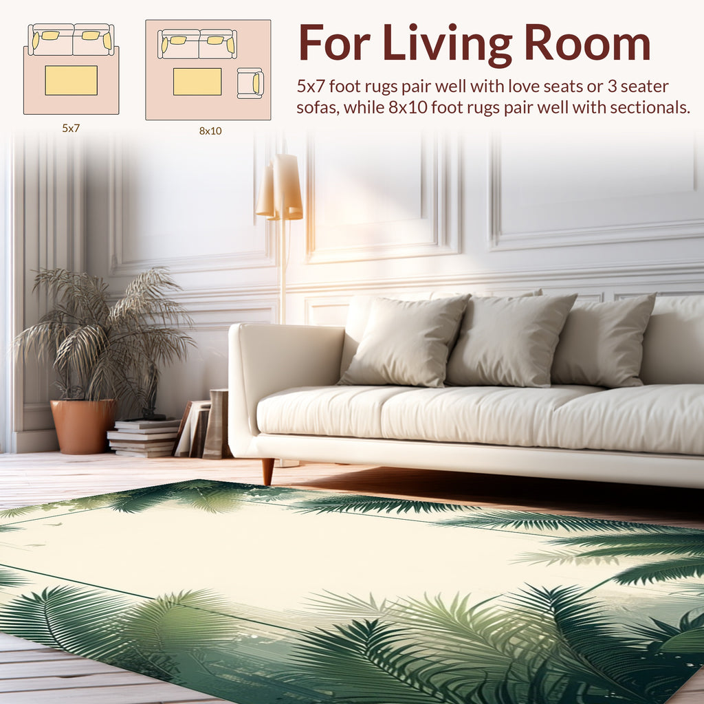 Tropical Palm Frond Border Rug