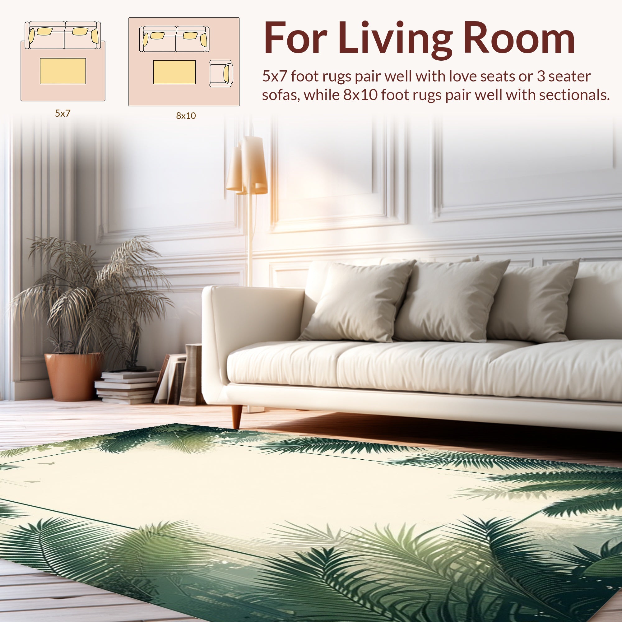Tropical Palm Frond Border Rug