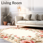 Elegant Pink Floral Vine Swirl Rug