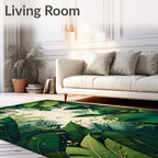 Lush Tropical Foliage with Gold Accents Rug