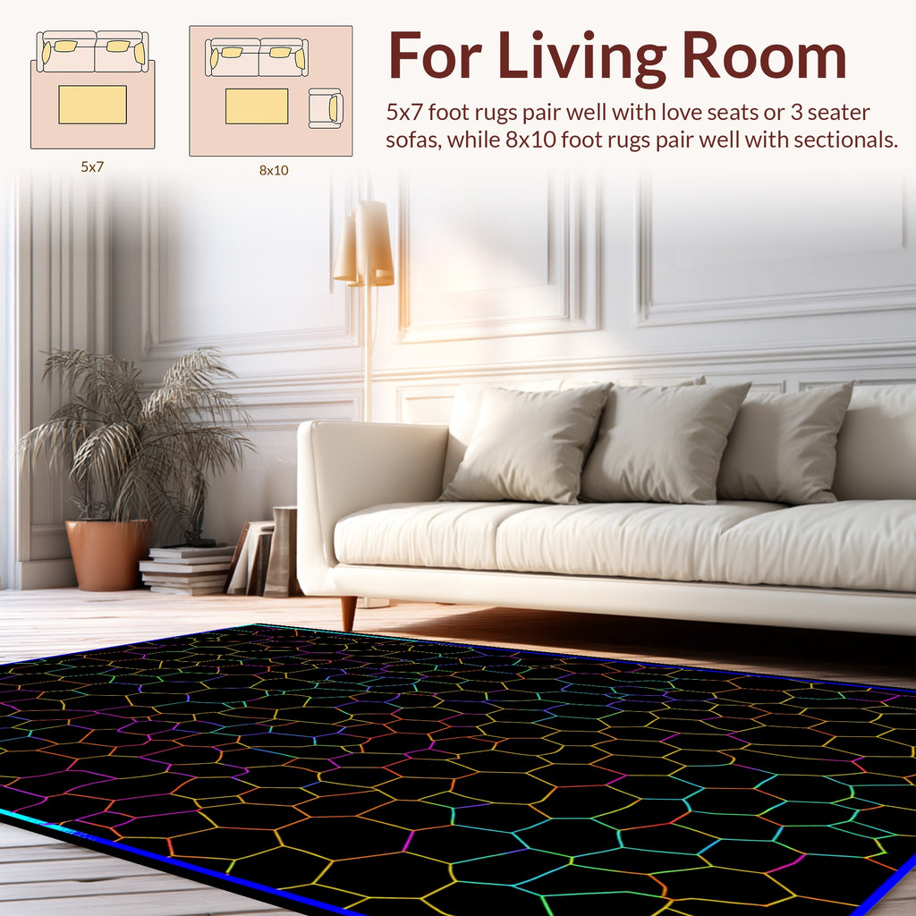 Vibrant Mosaic Cell Pattern Rug