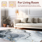 Abstract Grey Gold Veined Marble Design Rug