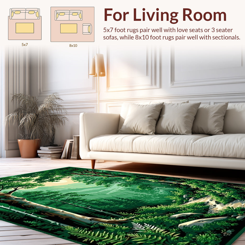 Verdant Forest Landscape Path Design Rug