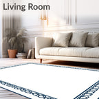 Deep Blue Continuous Scroll Border Rug