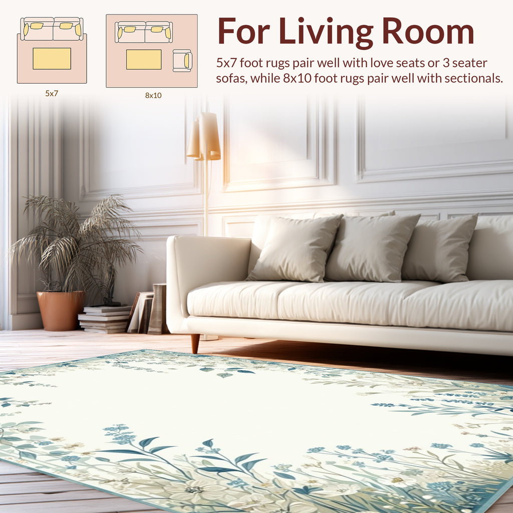 Delicate Floral Vine Pattern Rug