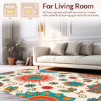 Retro Floral Sunburst Pattern Rug