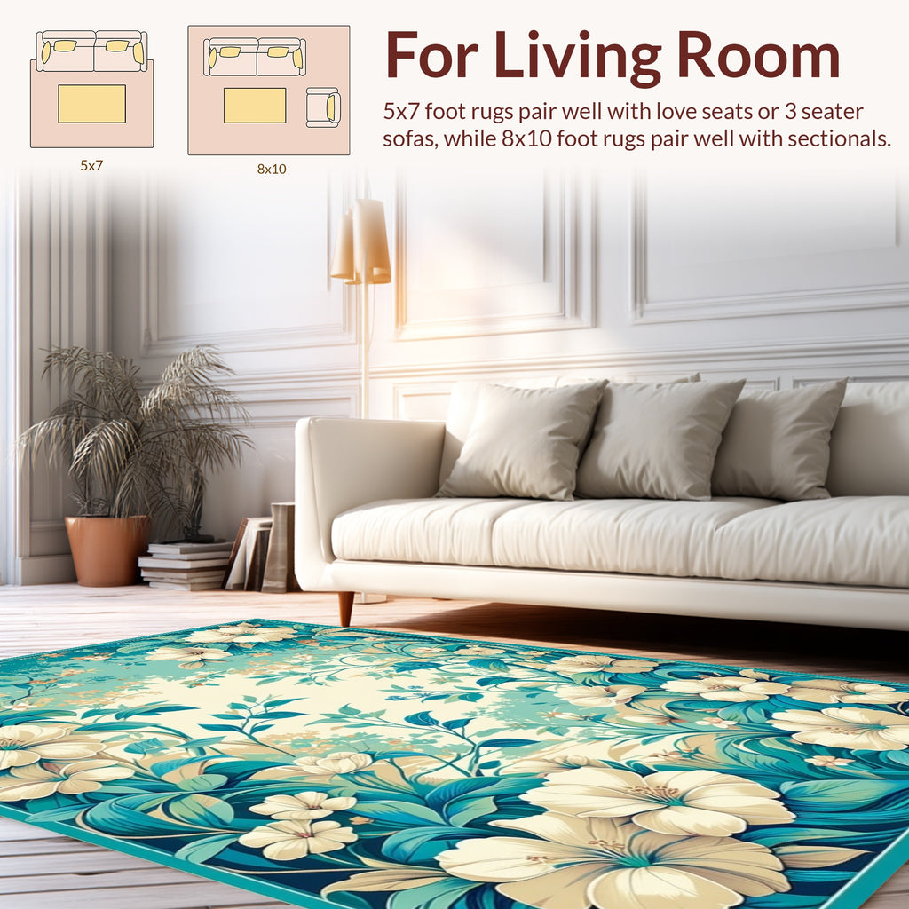 Tropical Jungle Floral Vine Pattern Rug