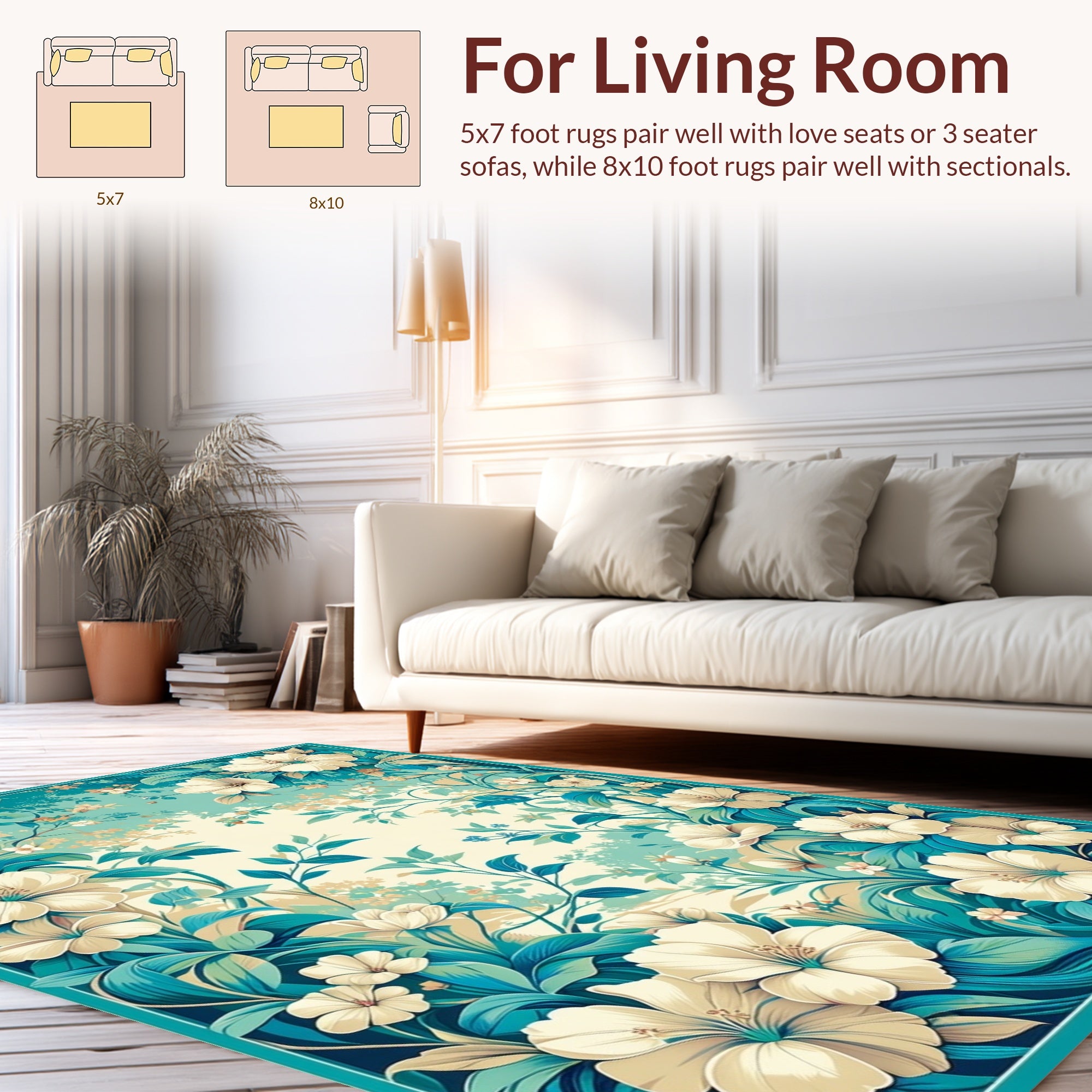 Tropical Jungle Floral Vine Pattern Rug