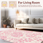 Pink Floral Sketch Pattern Rug