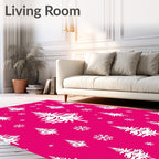 Pink Evergreen Snowflake Christmas Rug