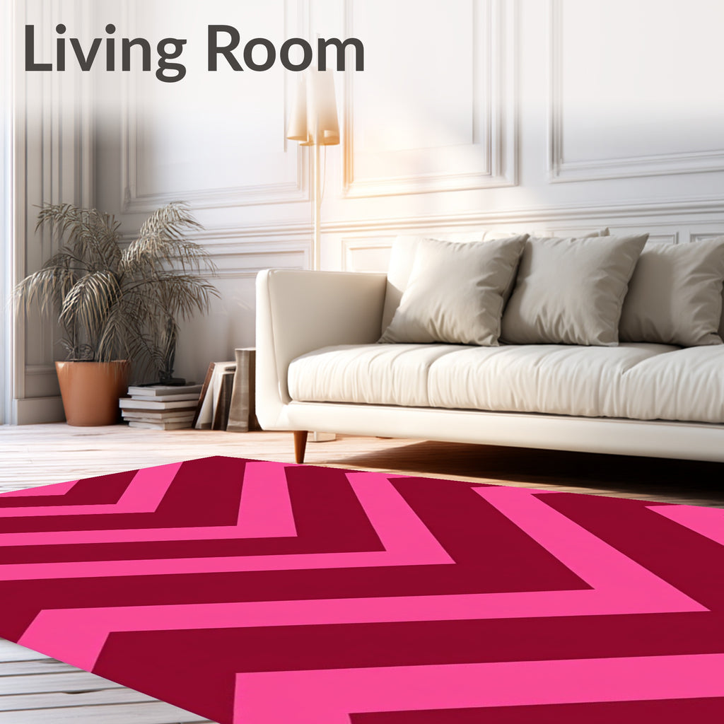 Crimson Pink Chevron Stripes Rug