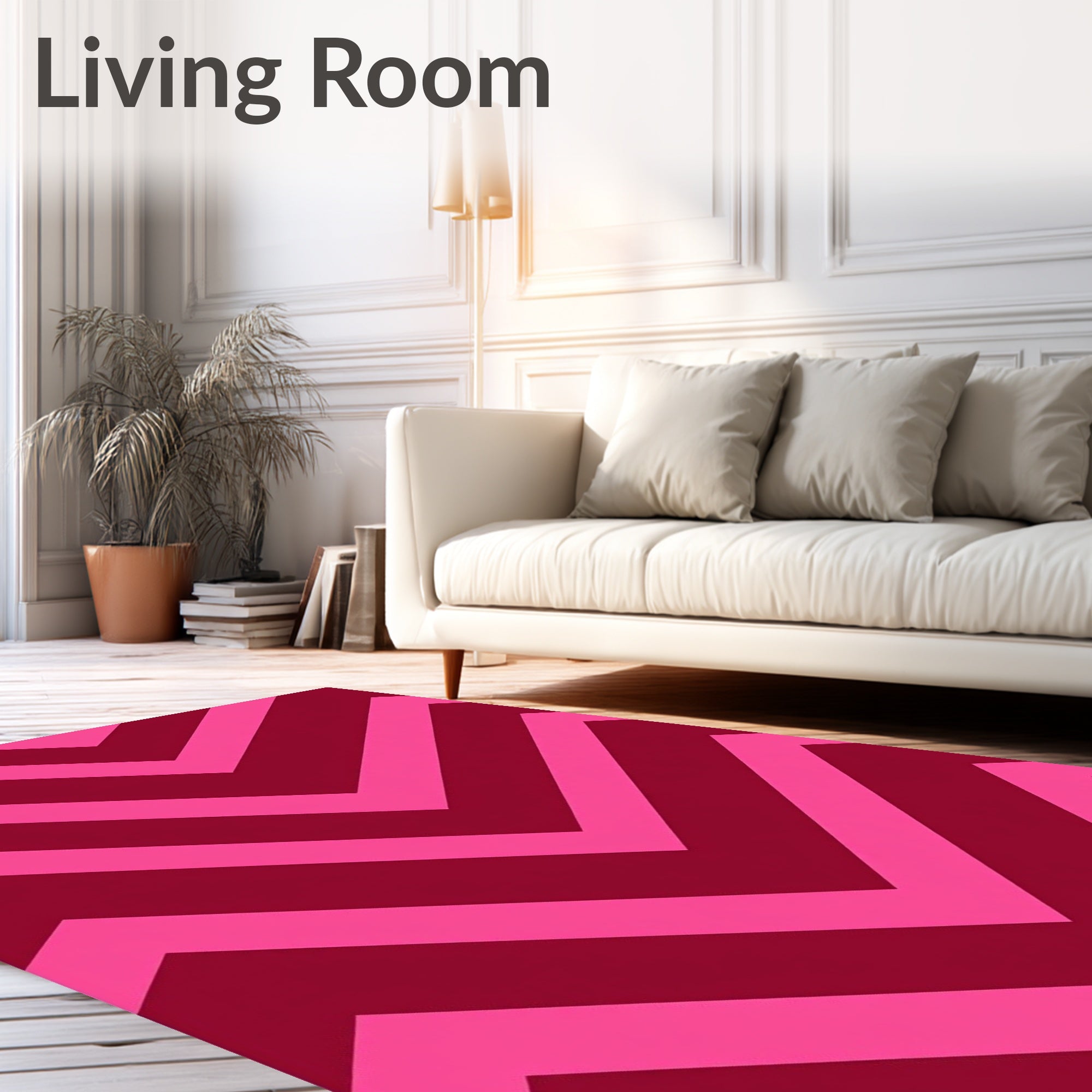 Crimson Pink Chevron Stripes Rug