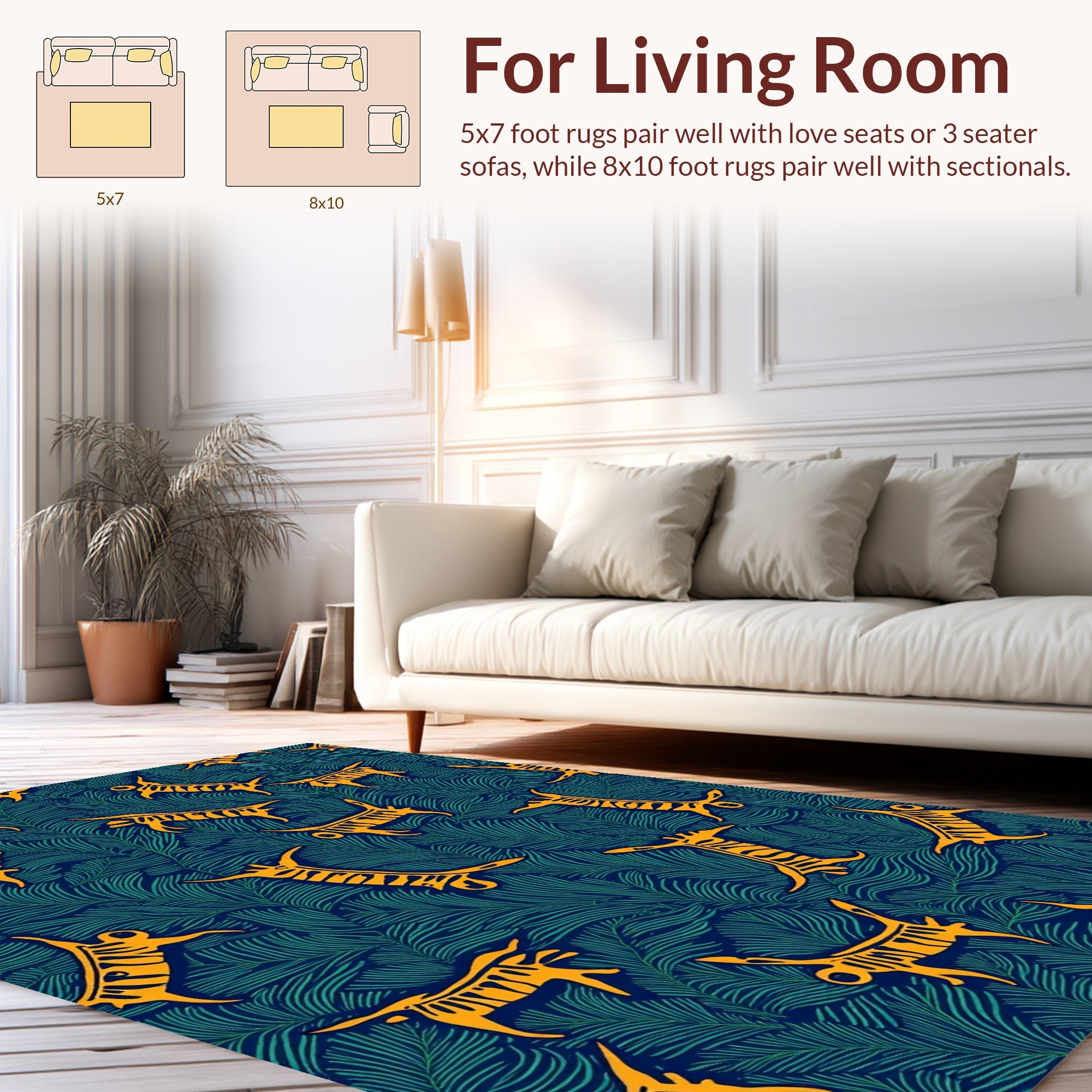 Abstract Tiger Leaf Print Rug