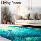 Ocean Jellyfish Watercolor Scene Rug